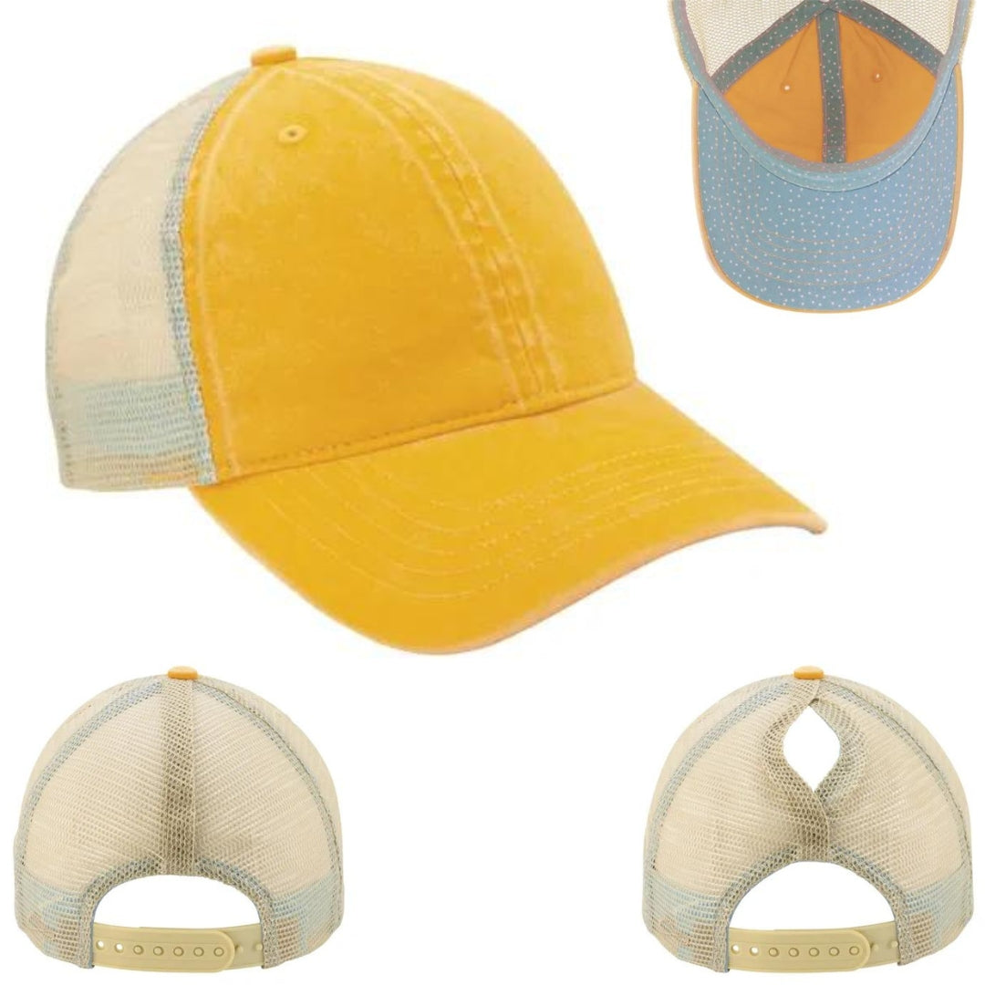 12 Infinity Ponytail Cap with Leather Patch