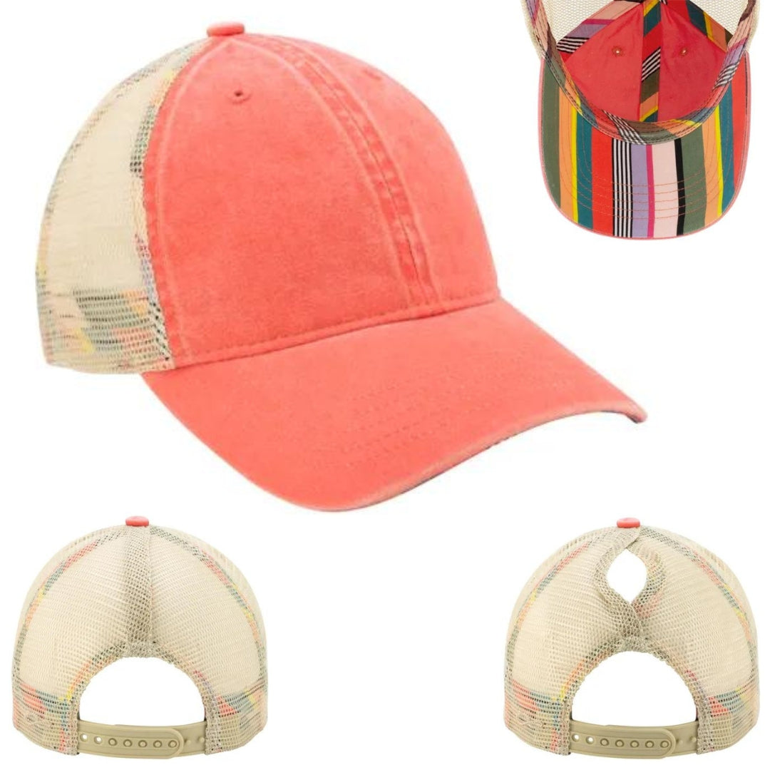 12 Infinity Ponytail Cap with Leather Patch