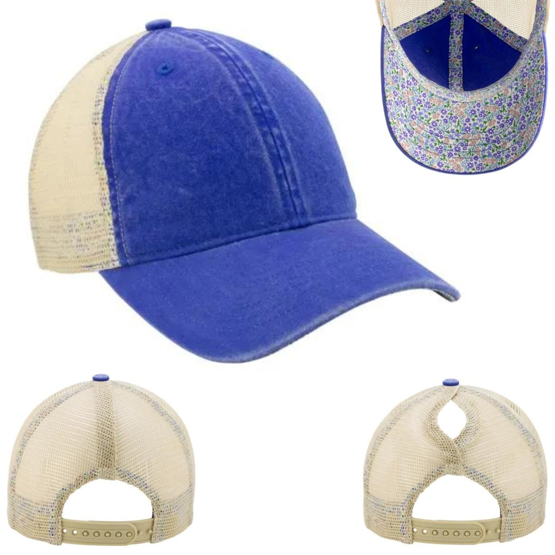 12 Infinity Ponytail Cap with Color Print