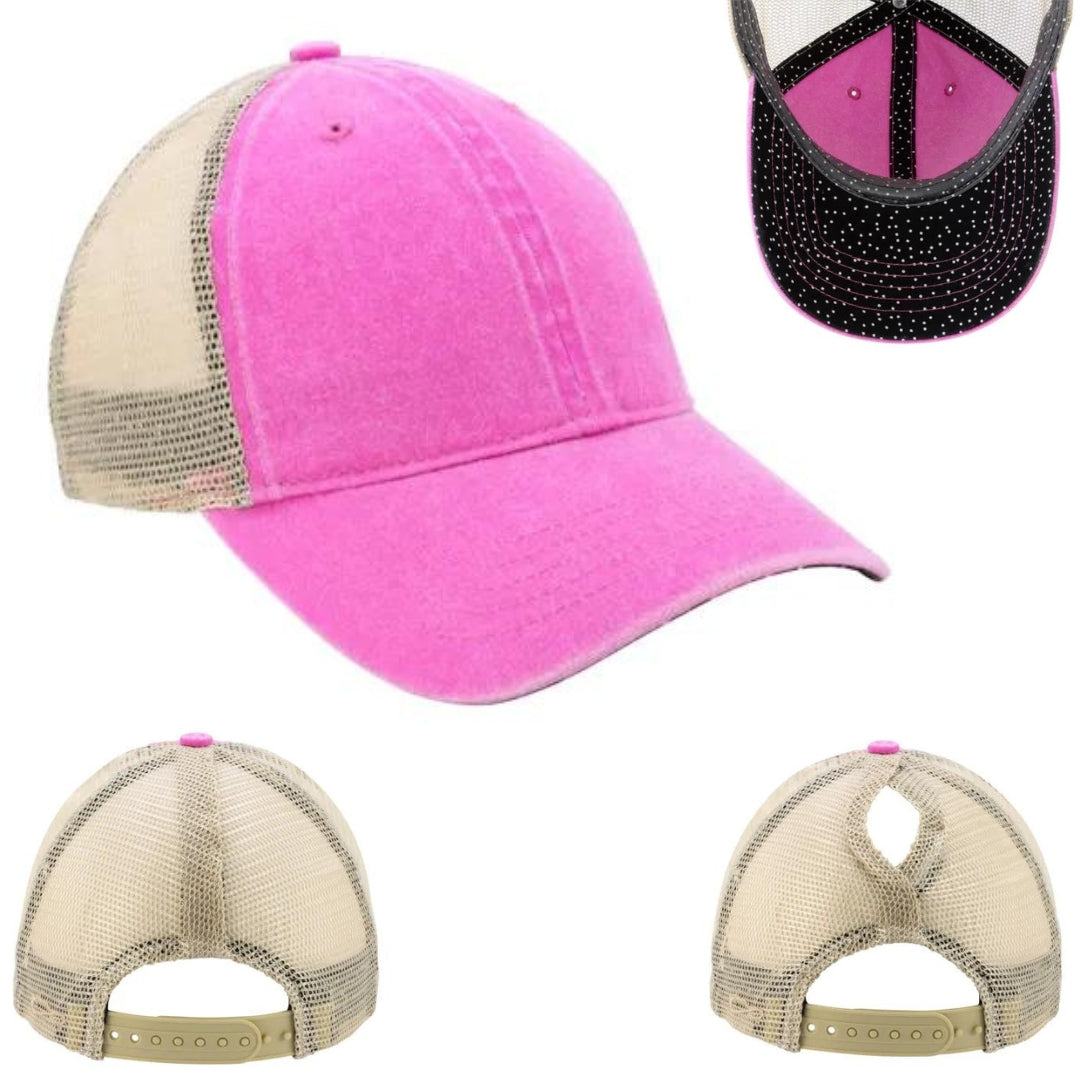 12 Infinity Ponytail Cap with Color Print