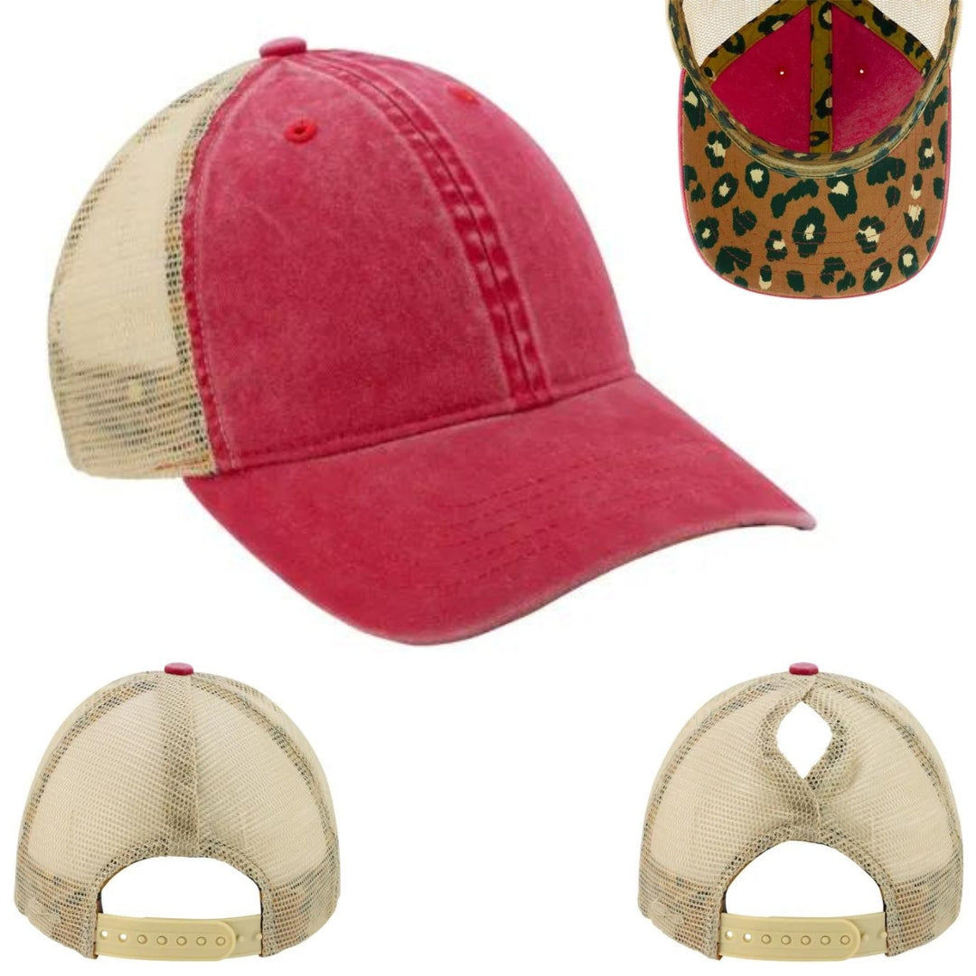 12 Infinity Ponytail Cap with Leather Patch