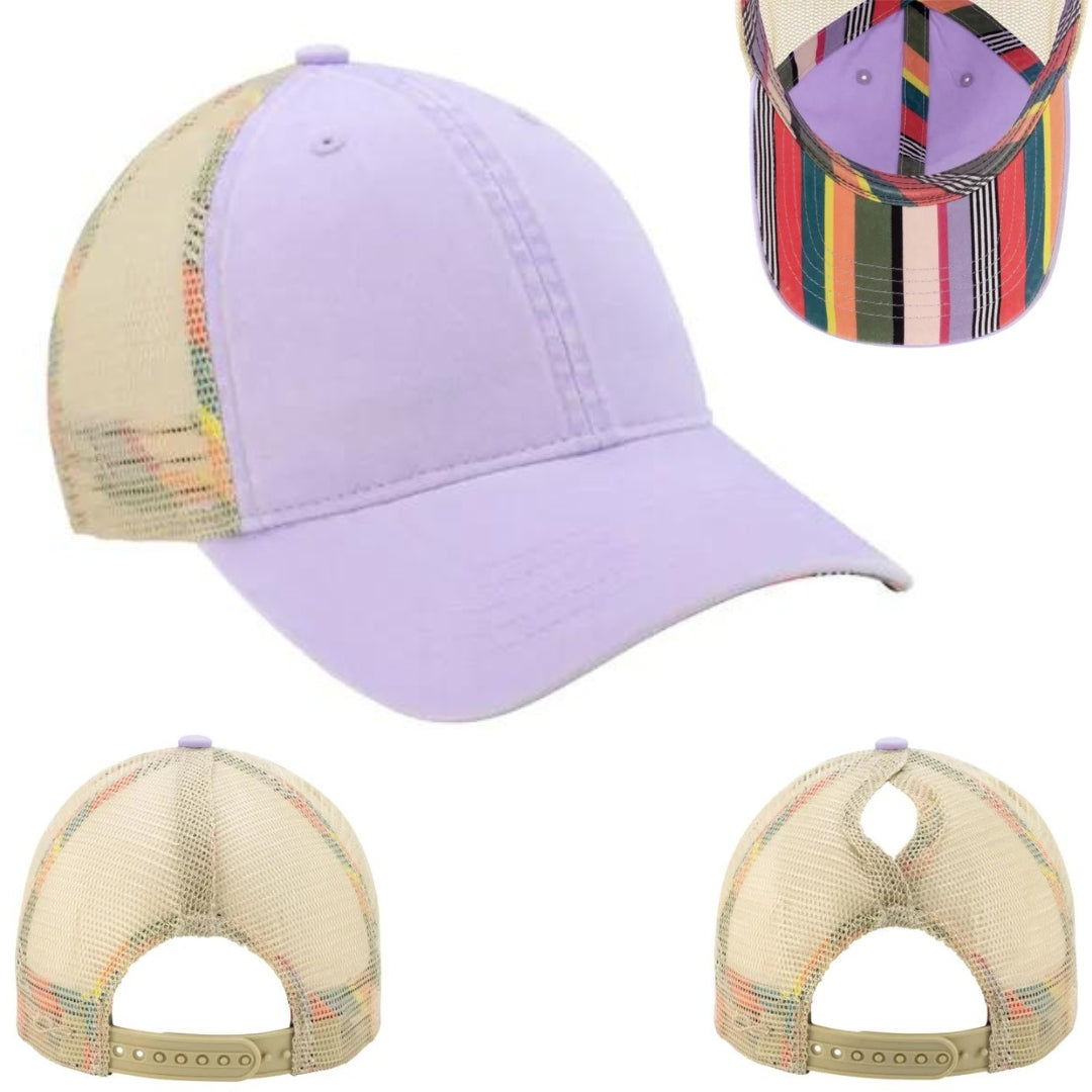 12 Infinity Ponytail Cap with Color Print