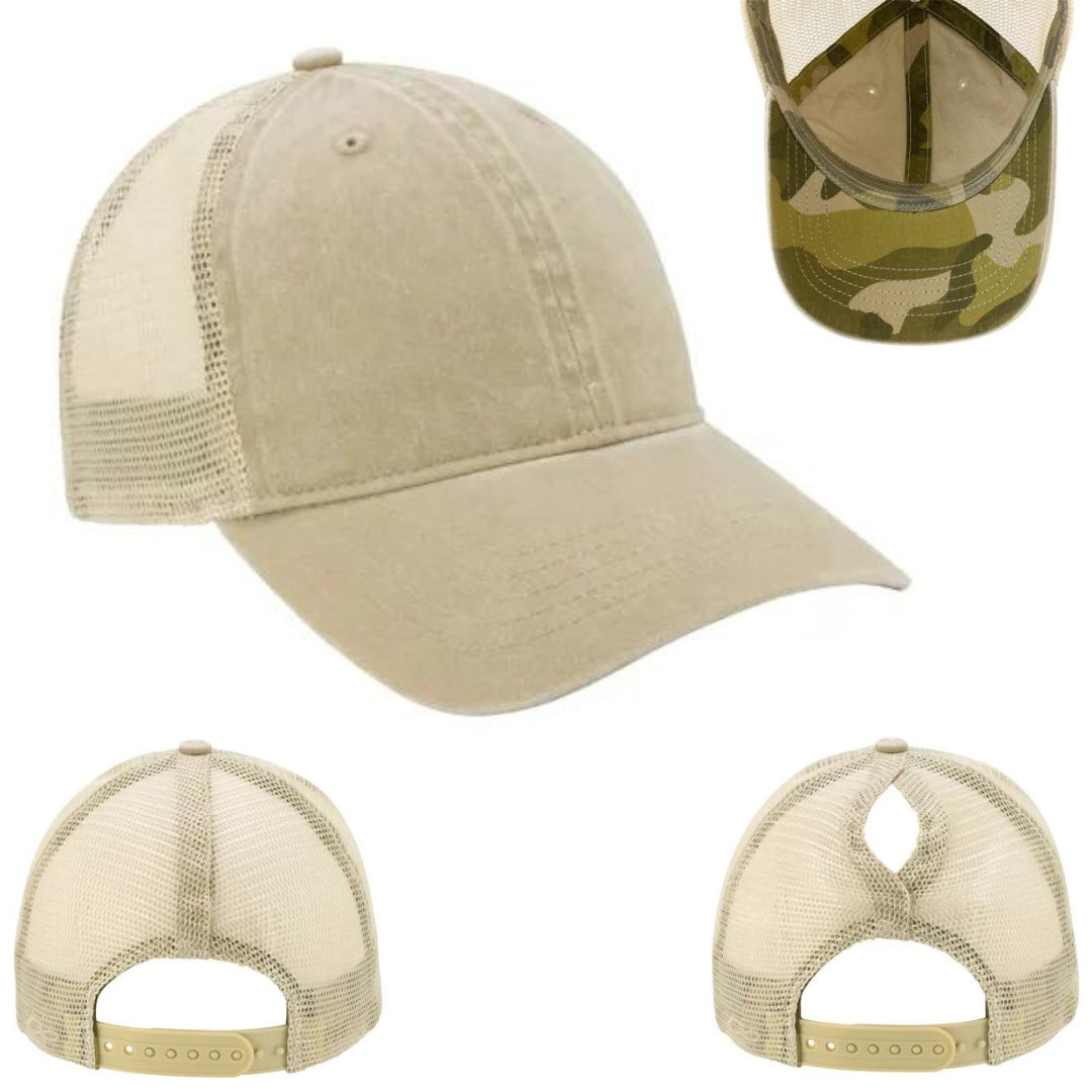 12 Infinity Ponytail Cap with Leather Patch