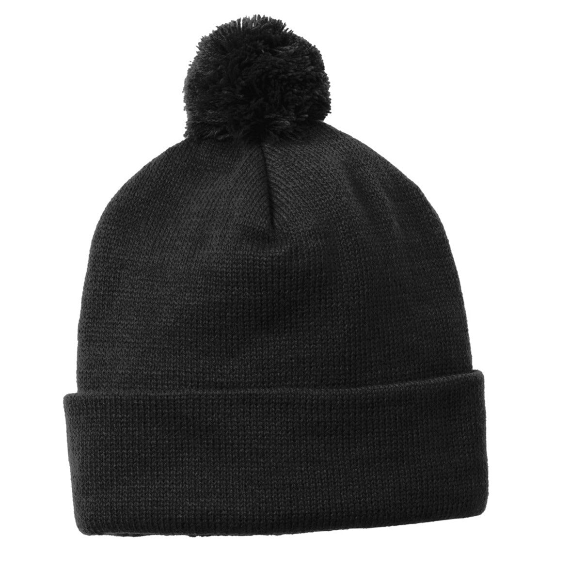 12 Pom Stocking Hat with Leather Patch