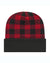 Plaid Stocking Hat with Leather Patch