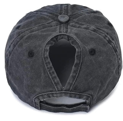 Ponytail Cap with Leather Patch