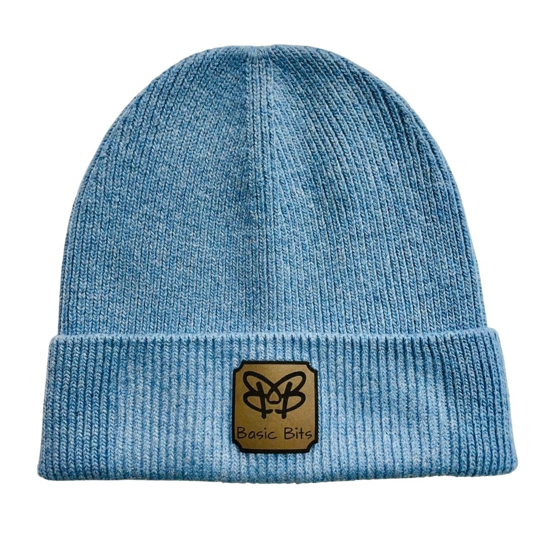 12 Cashmere Blend Cuffed Hat with Leather Patch