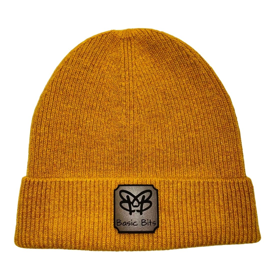 12 Cashmere Blend Cuffed Hat with Leather Patch