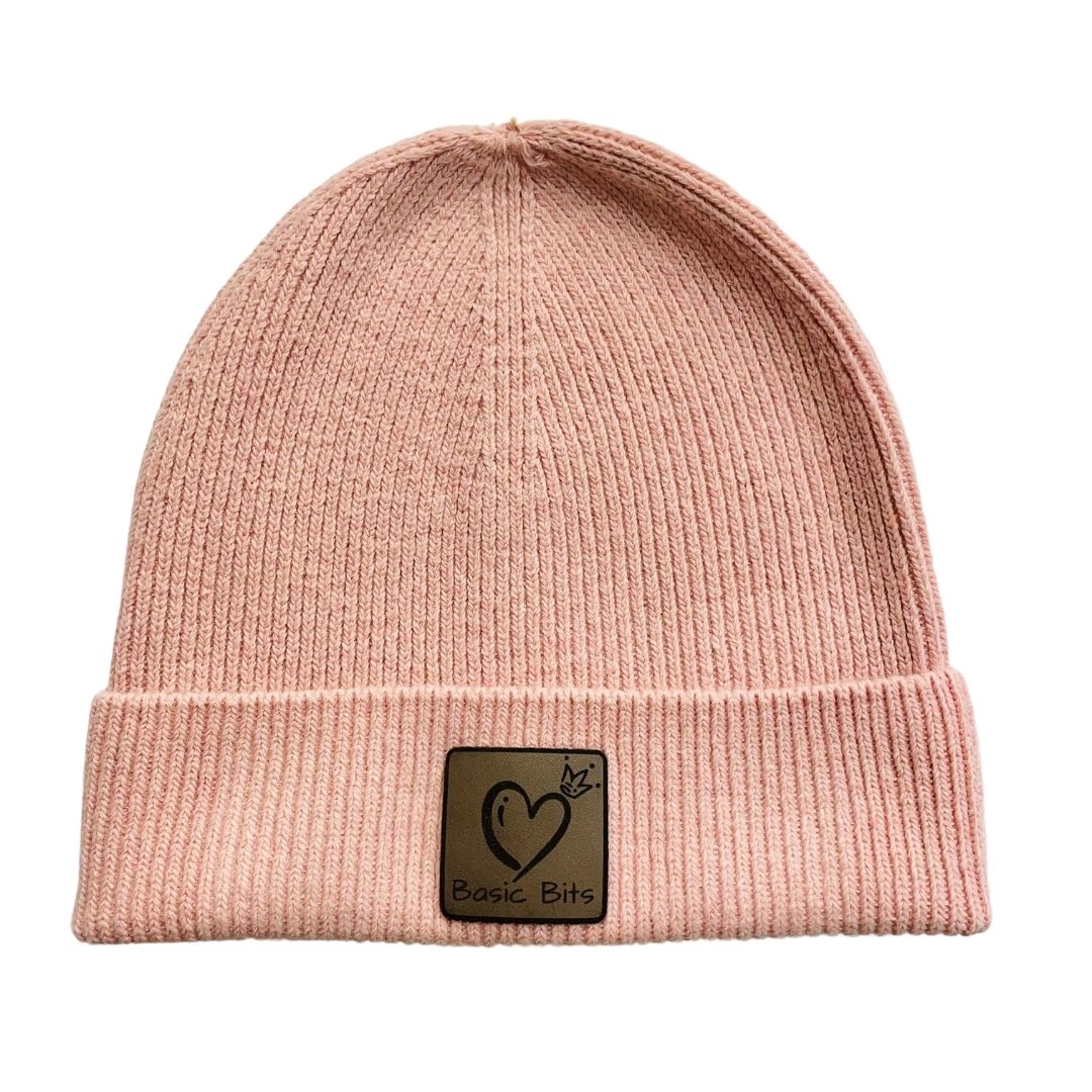 12 Cashmere Blend Cuffed Hat with Leather Patch